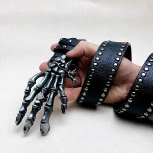 y2k 2000s vintage style skeleton grunge goth emo black studded design belt